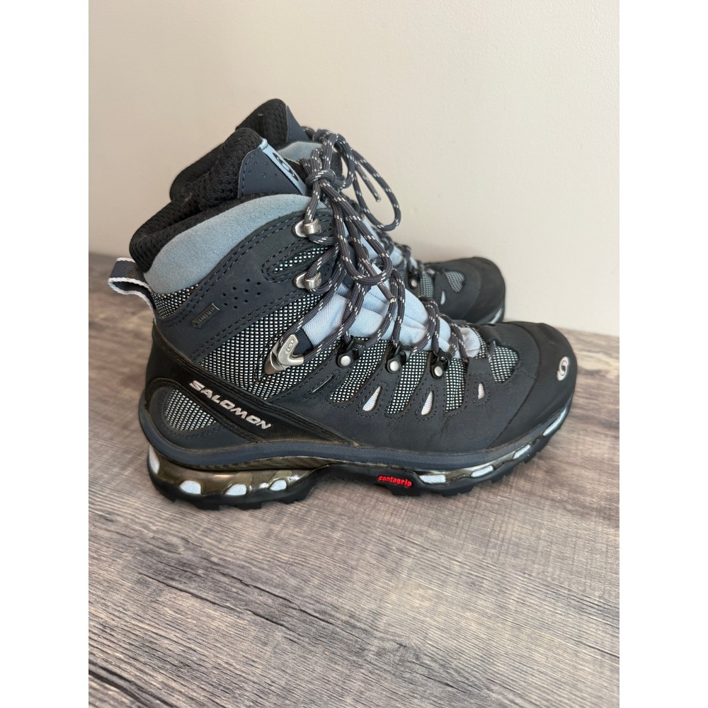 Salomon Quest 4D GTX Waterproof Hiking Boots Women 7.5 Grey Blue Gore-Tex 112155